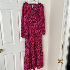 NIC+ZOE Pink Bishop Sleeve V-Neck Sundress